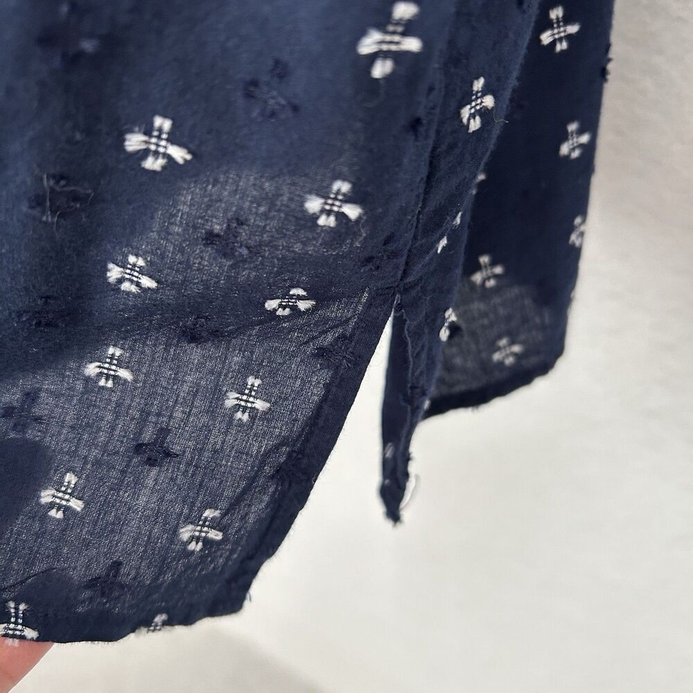 Talbots Plus Top Women 3X Navy White Embroidery Swiss Dot Pullover Cottage Comfy - Picture 9 of 15